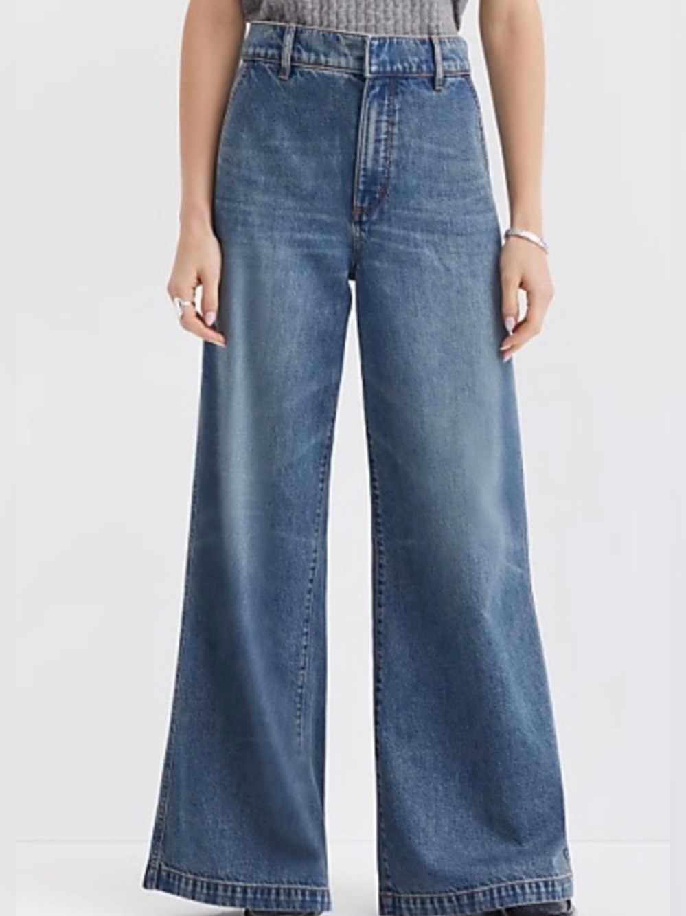 LOFT Wide Leg Flare Jeans in Medium Blue Wash